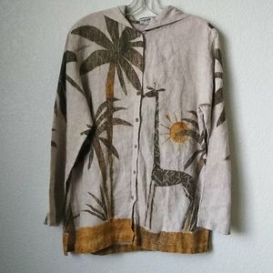 Chico's Design linen hoody tunic shirt size 2